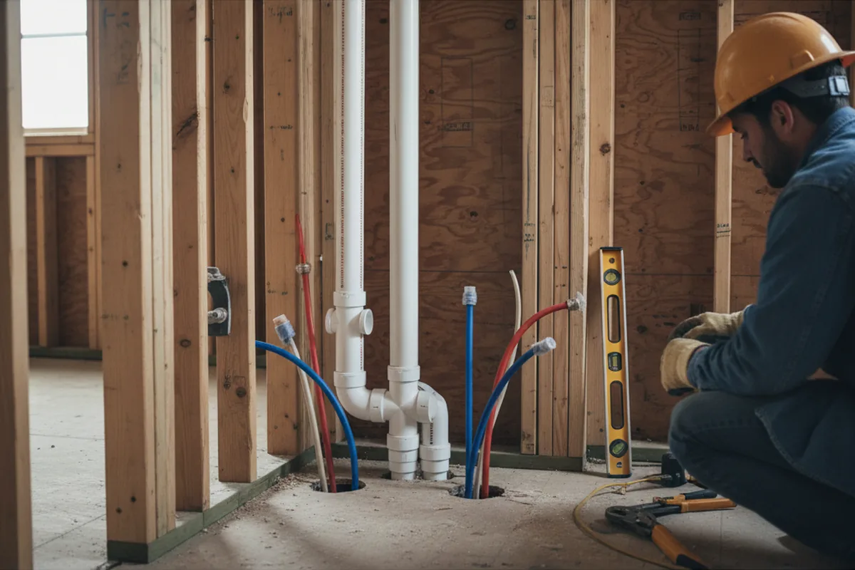 Drain and supply rough-in during Drain Cleaning in Thorndike